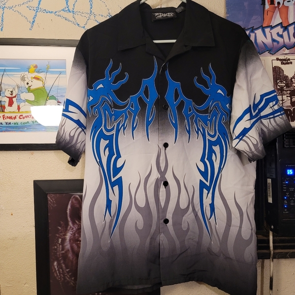 Vintage y2k Dragon Fly Buttom Shirt - Picture 1 of 6